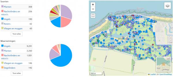 overzicht waarnemingen bioblitz waterdunen