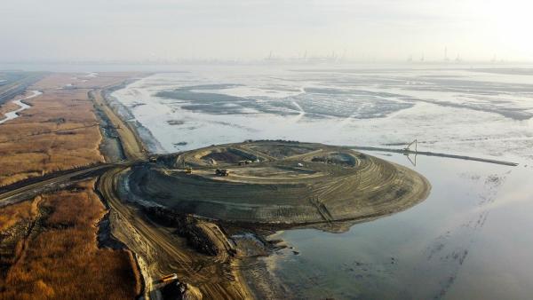 Luchtfoto Panoramaheuvel Grenspark Groot Saeftinghe